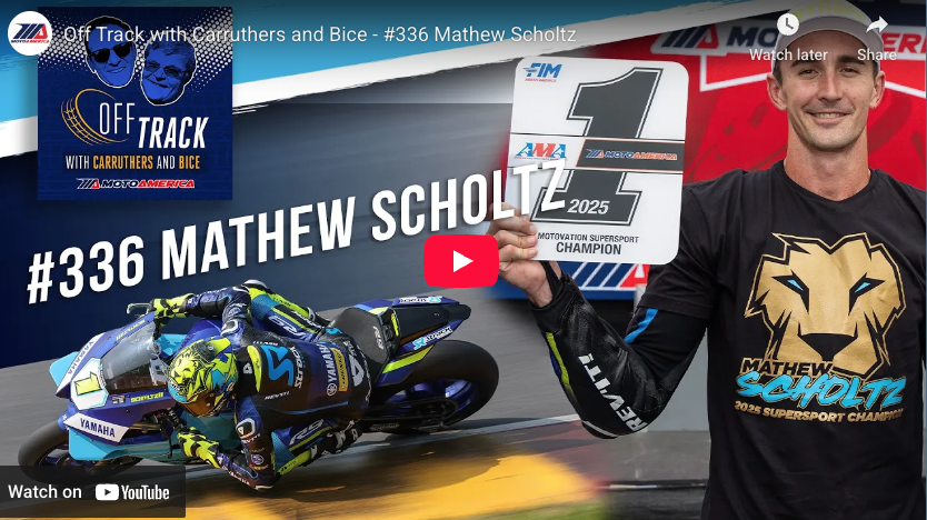 Read more about the article Off Track With Carruthers And Bice Podcast: Two-time MotoAmerica Supersport Champion Mathew Scholtz